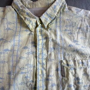 Casual Yellow and Blue Patterned Men's Shirt